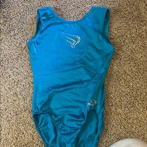 Turquoise gymnastics leotard with sequins